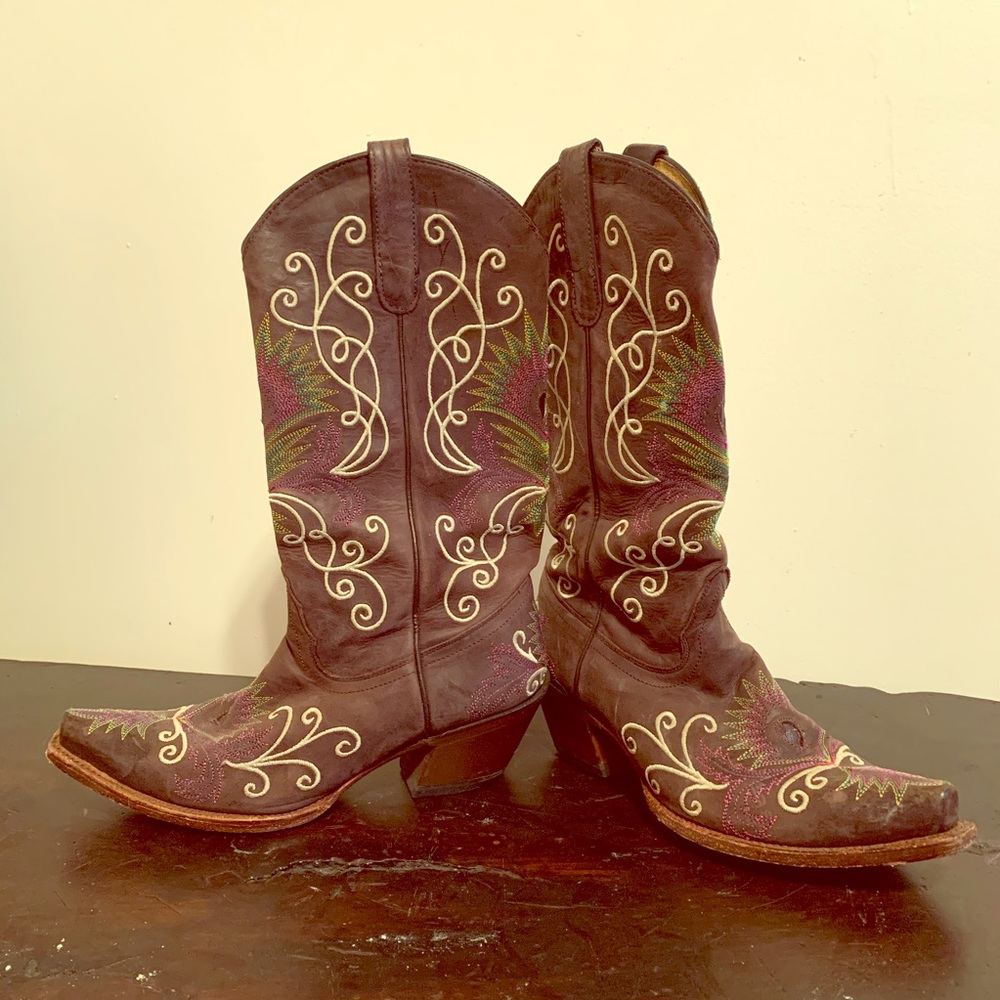 Tony Lama Stitched Snip Toe Cowboy Boots Women’s